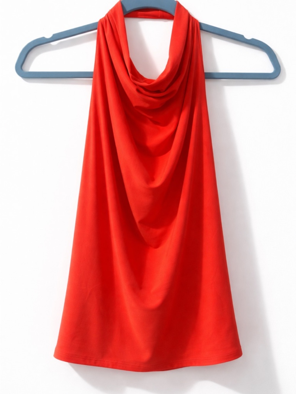 Aritzia Halter Neck Drape Front Tank Top - spicy red Orange